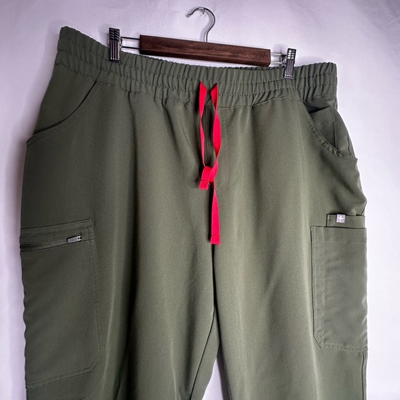 Figs Green Cargo Pants with Red Drawstring - Picture 3 of 7